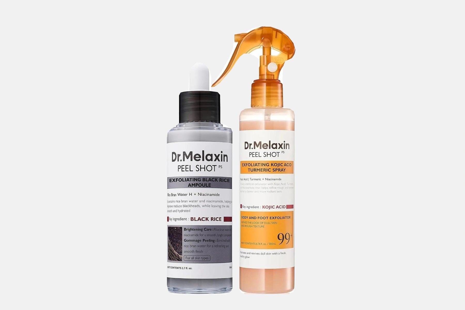 Dr.Melaxin Peel Shot Black Rice Ampoule and Kojic Acid Turmeric Spray